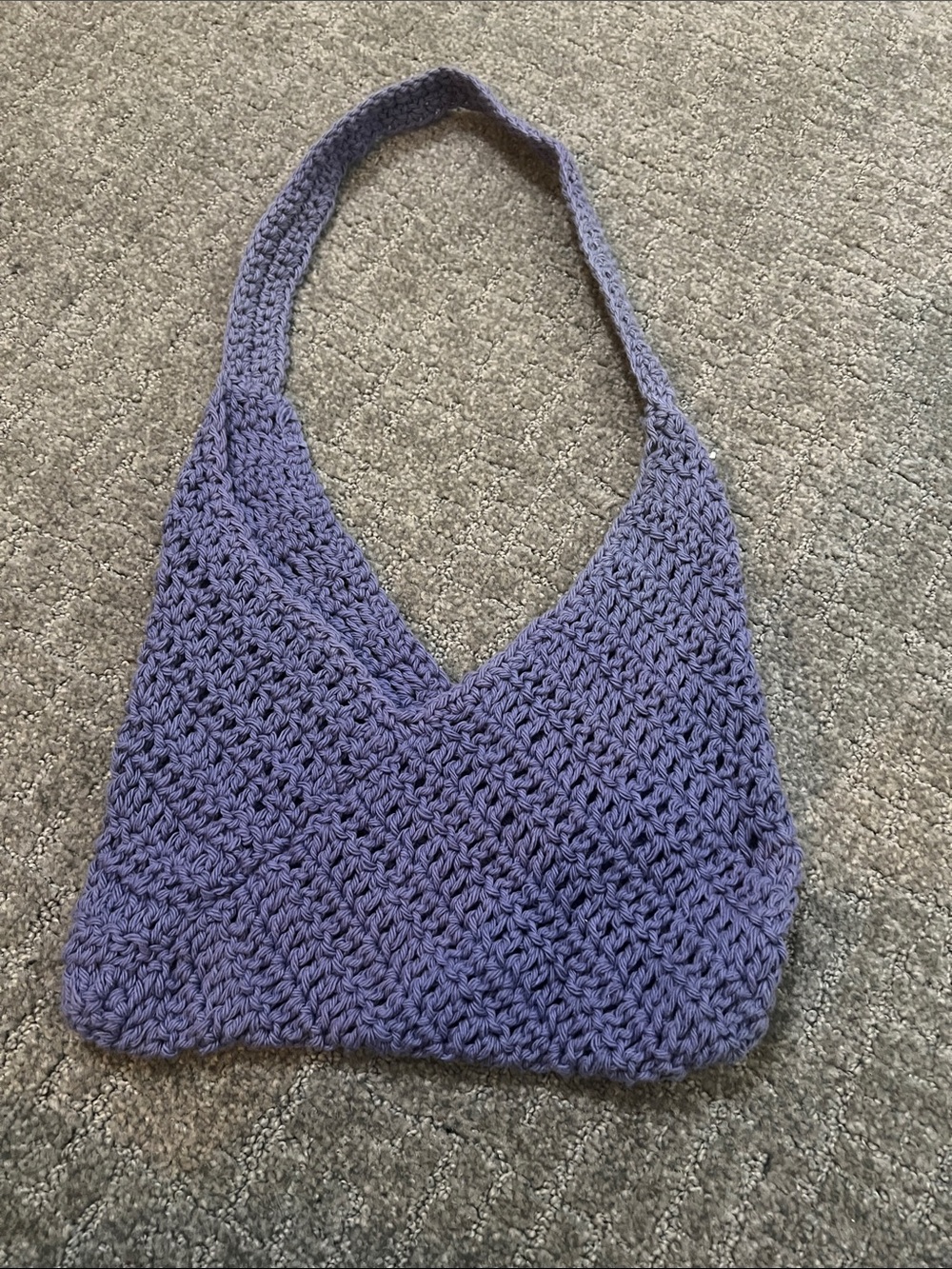 Handmade Lavender Crochet Shoulder Bag, 100% cotton